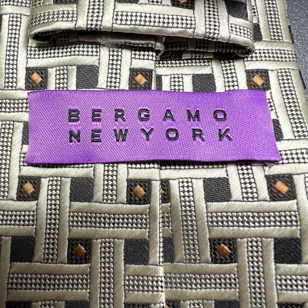 Bergamo Mens Tie Necktie Multicolor Geometric Tied Woven Modern Classic 57 Inch